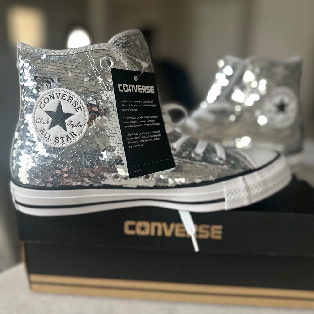 Sold out EVERYWHERE! Silver Sequin Converse